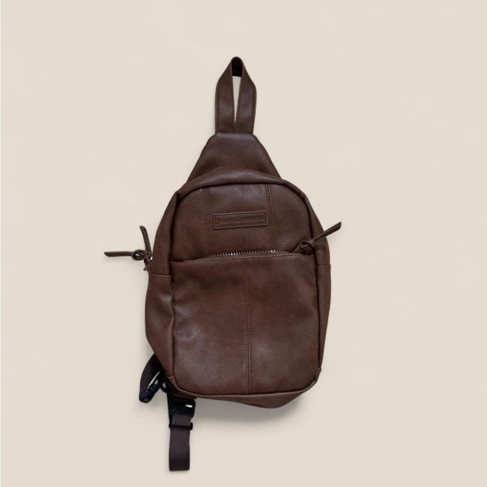 James Campbell Brown Leather Sling Satchel